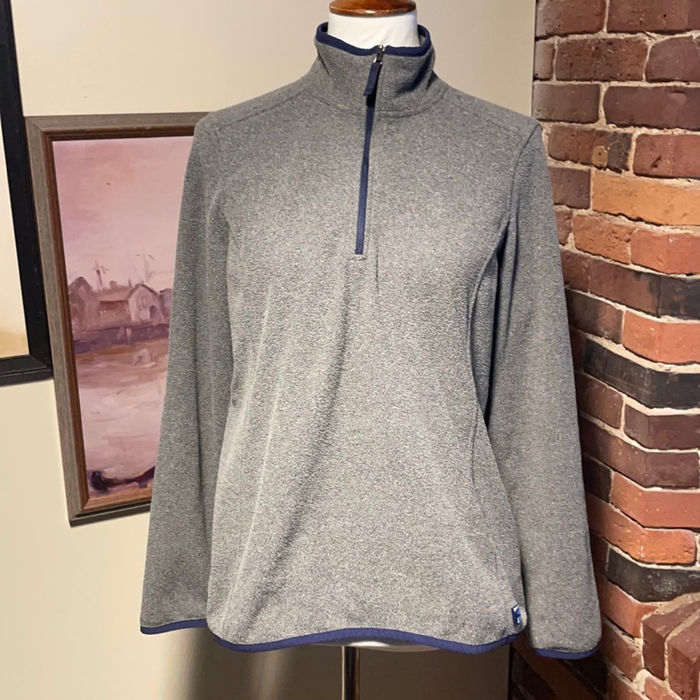 Women LL Bean 1/4 zip fleece pullover MEDIUM GREY